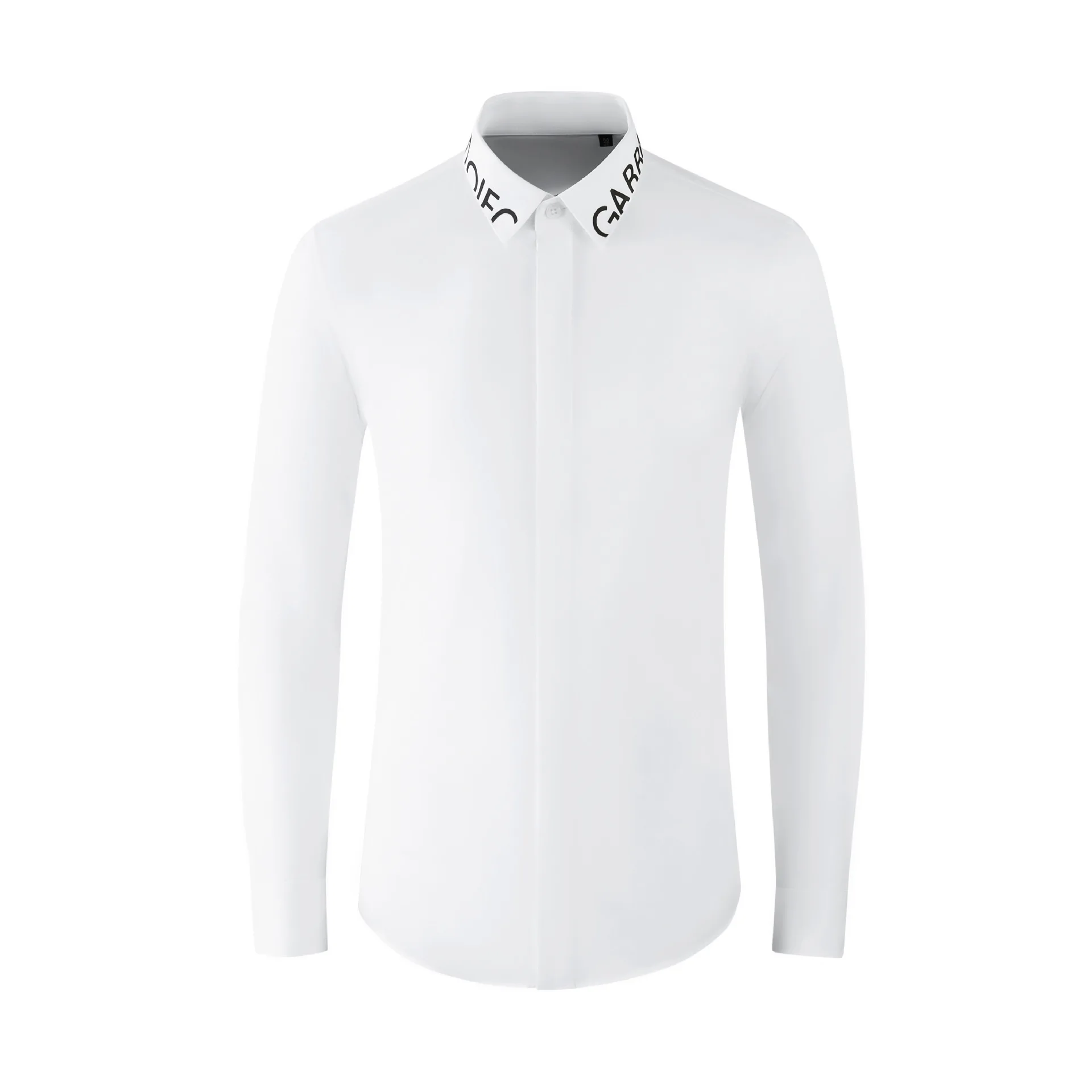 Luxury Brand Letter Printed Men's Shirt Slim Fit Long Sleeve Casual Business Dress Shirts Star Social Office Banquet Party Shirt