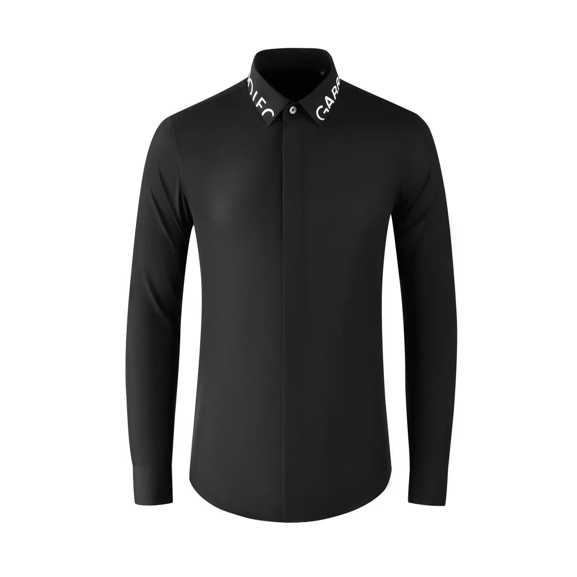 Luxury Brand Letter Printed Men's Shirt Slim Fit Long Sleeve Casual Business Dress Shirts Star Social Office Banquet Party Shirt