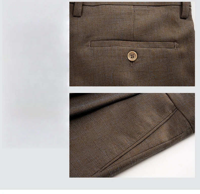 High Waist Double Pleated Men's Linen Suit Pants Loose Straight Dress Trousers for Summer Wedding Formal Sizes 40 42 44