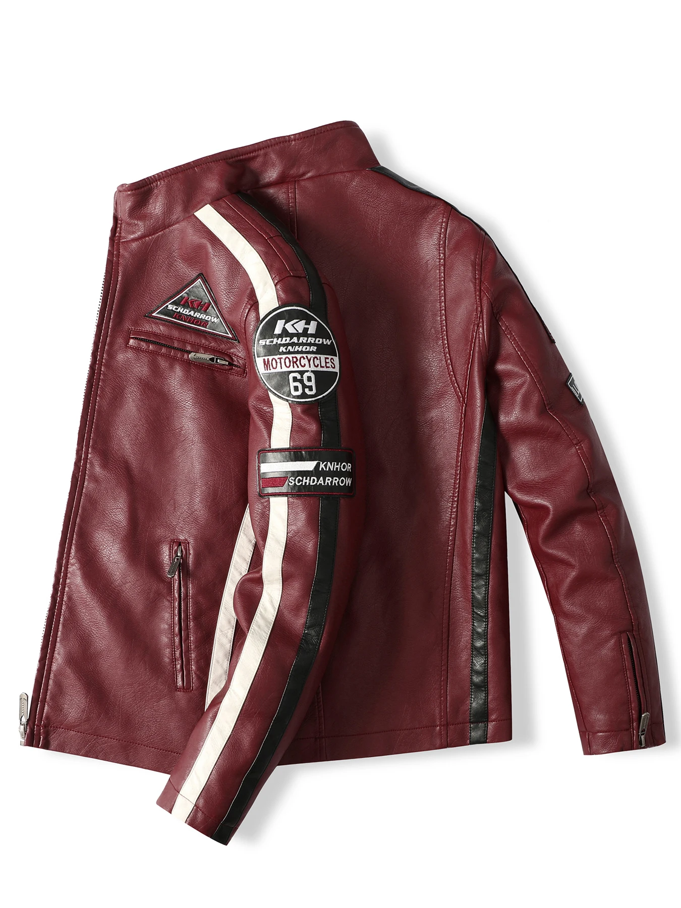 Men's Motorcycle Racing Suit PU Leather Label Color Jacket