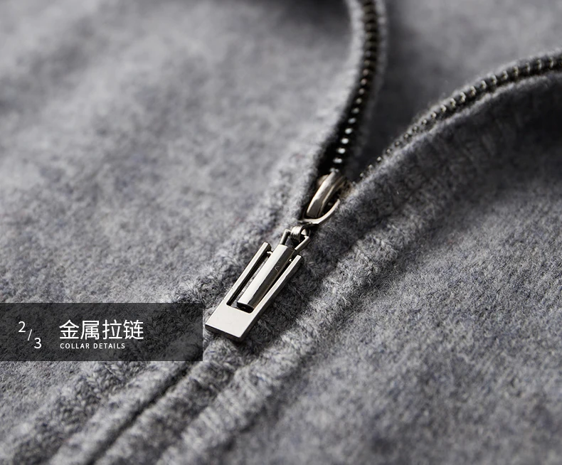 Men's 100% Merino Wool Warm Sweater Mock Collar Thickened Zippered Cardigan Autumn Winter New Cashmere Knitted Montage Tops