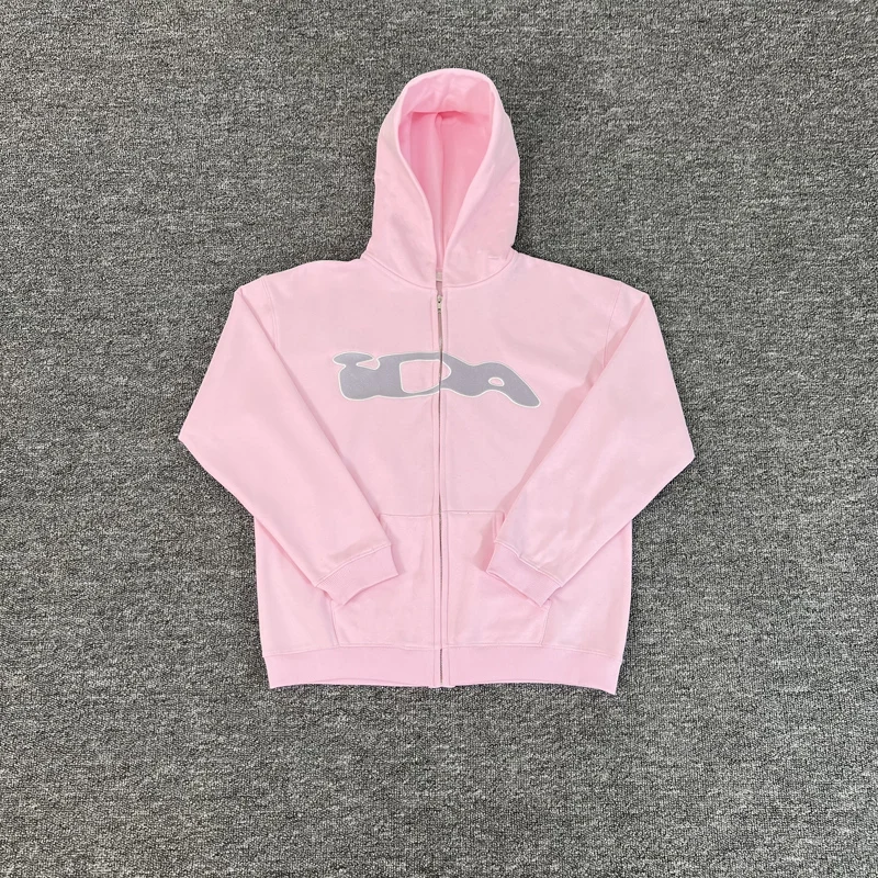 Black Pink Ida Sply Zipper Hoodie Chest Towel Embroidery Patch Sweatshirts Men Women High Quality Casual Loose Pullovers Clothes