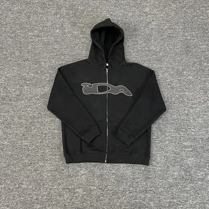 Black Pink Ida Sply Zipper Hoodie Chest Towel Embroidery Patch Sweatshirts Men Women High Quality Casual Loose Pullovers Clothes