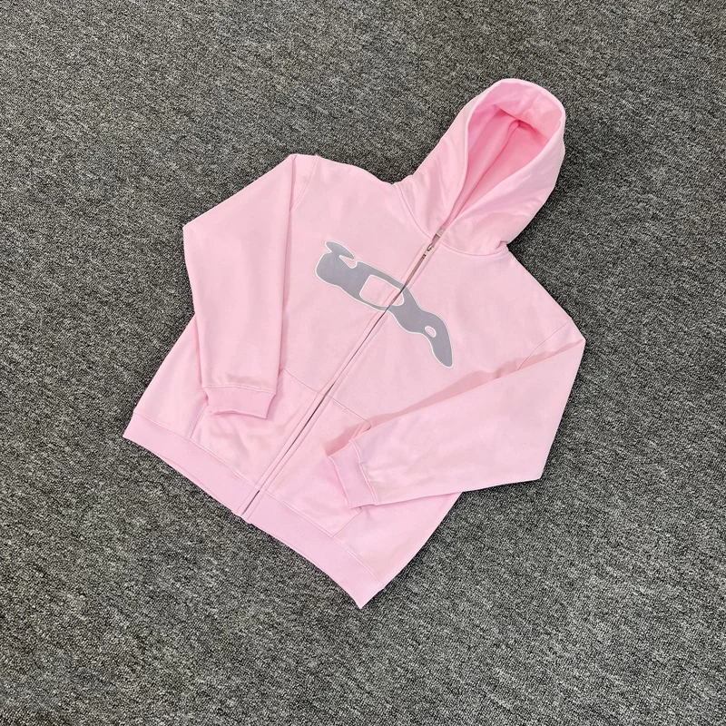 Black Pink Ida Sply Zipper Hoodie Chest Towel Embroidery Patch Sweatshirts Men Women High Quality Casual Loose Pullovers Clothes