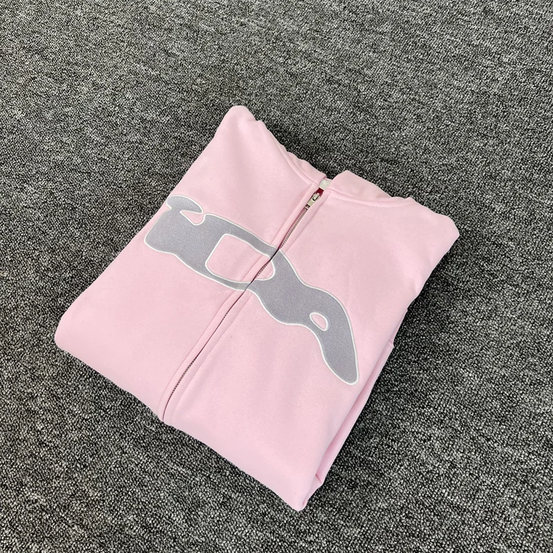 Black Pink Ida Sply Zipper Hoodie Chest Towel Embroidery Patch Sweatshirts Men Women High Quality Casual Loose Pullovers Clothes