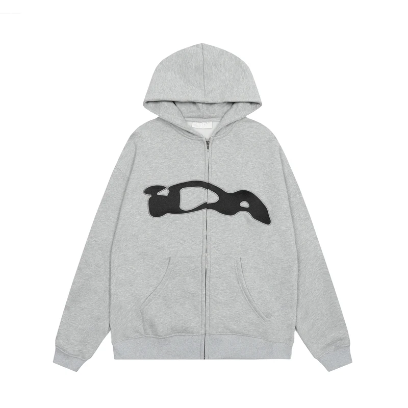 Black Pink Ida Sply Zipper Hoodie Chest Towel Embroidery Patch Sweatshirts Men Women High Quality Casual Loose Pullovers Clothes