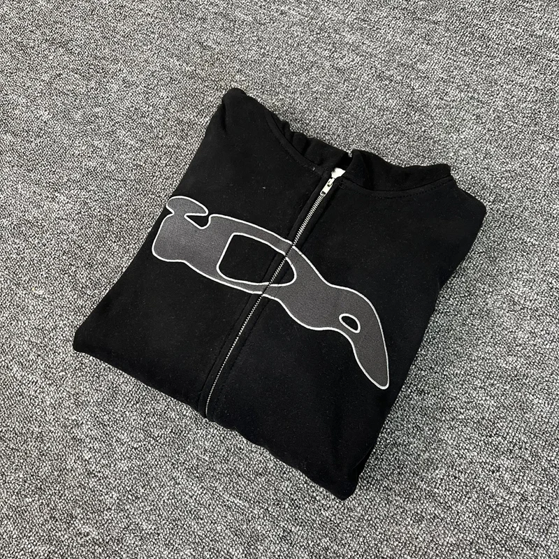 Black Pink Ida Sply Zipper Hoodie Chest Towel Embroidery Patch Sweatshirts Men Women High Quality Casual Loose Pullovers Clothes