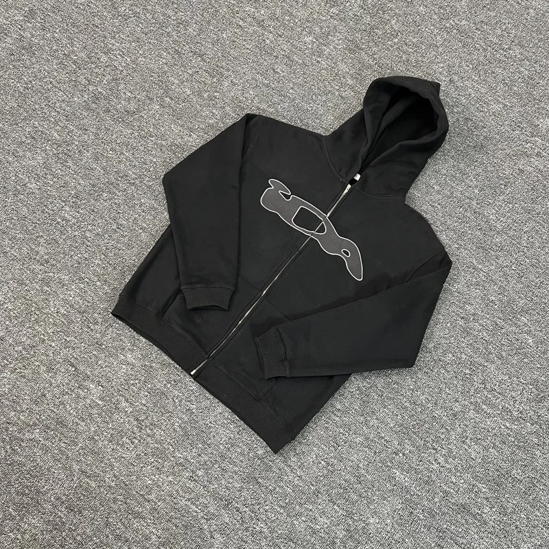 Black Pink Ida Sply Zipper Hoodie Chest Towel Embroidery Patch Sweatshirts Men Women High Quality Casual Loose Pullovers Clothes