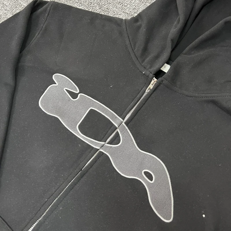 Black Pink Ida Sply Zipper Hoodie Chest Towel Embroidery Patch Sweatshirts Men Women High Quality Casual Loose Pullovers Clothes