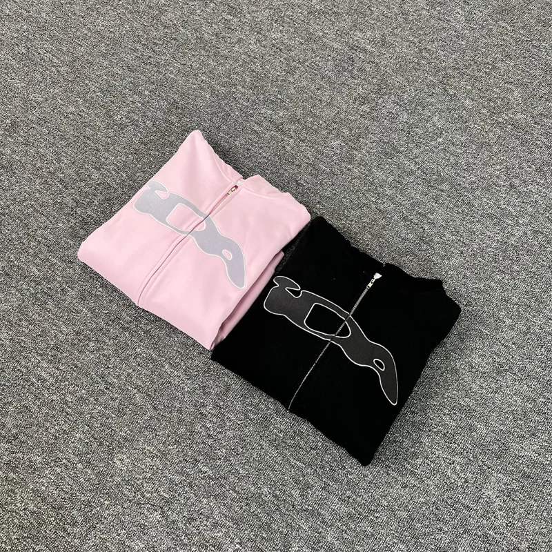 Black Pink Ida Sply Zipper Hoodie Chest Towel Embroidery Patch Sweatshirts Men Women High Quality Casual Loose Pullovers Clothes