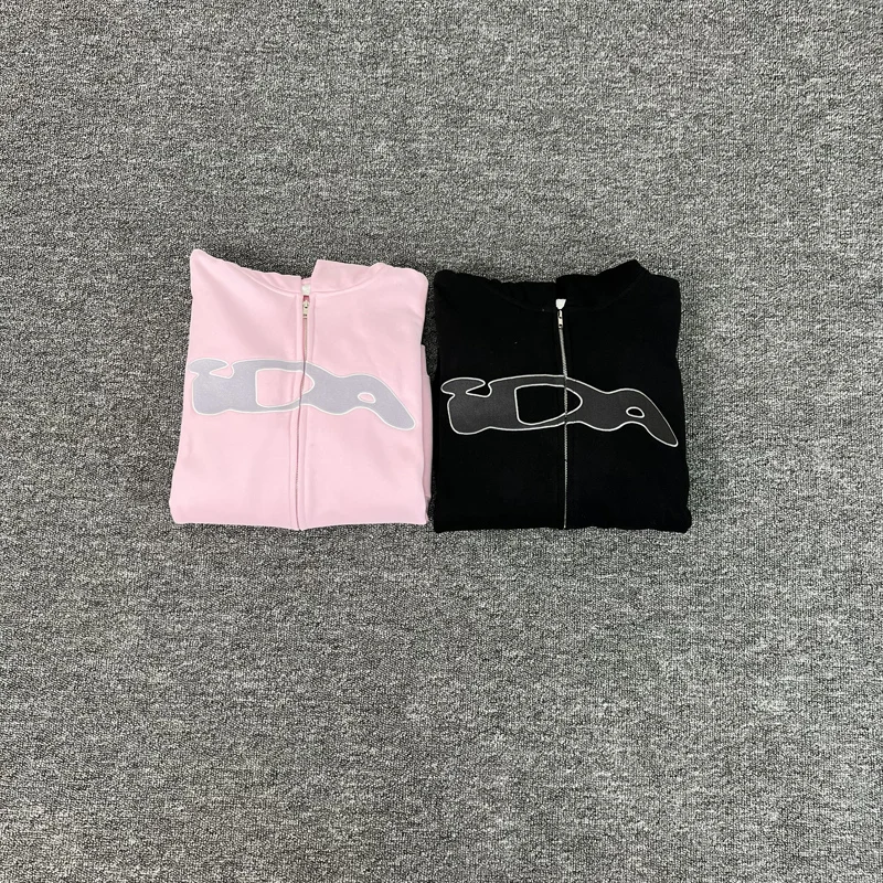 Black Pink Ida Sply Zipper Hoodie Chest Towel Embroidery Patch Sweatshirts Men Women High Quality Casual Loose Pullovers Clothes