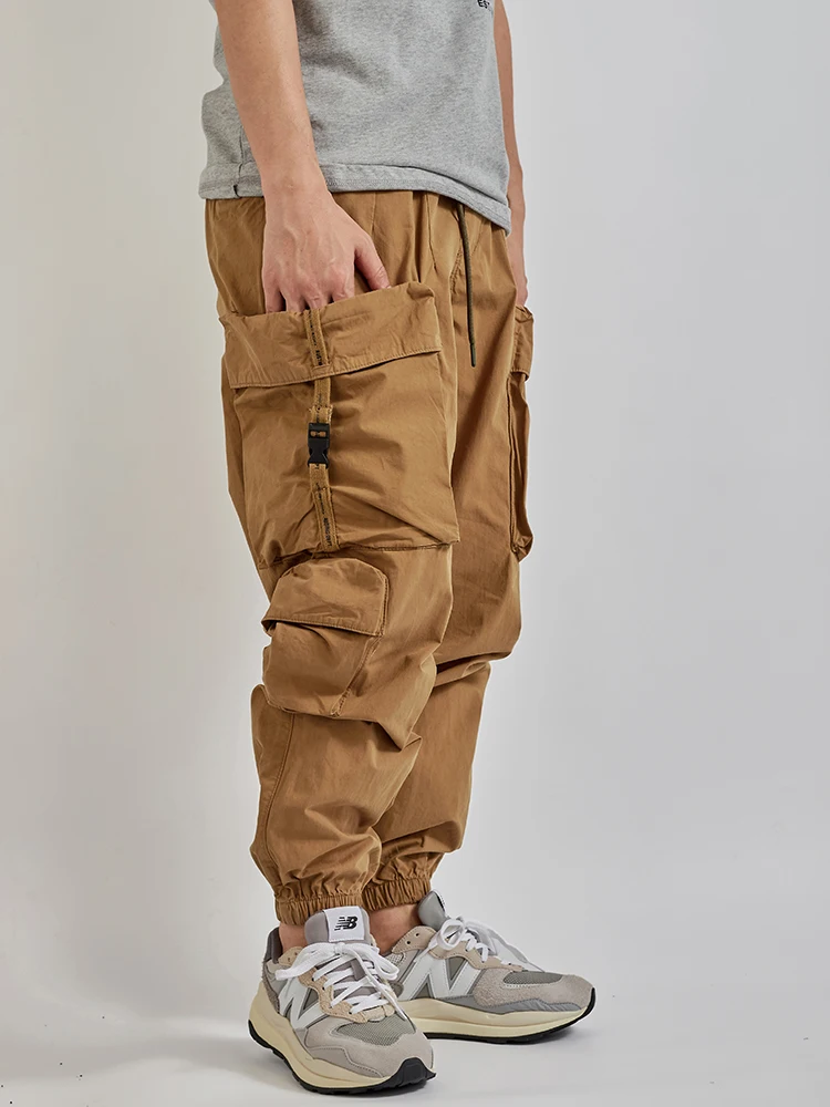Summer New Japanese Retro Military Outdoor Quick Drying Cargo Pants Men's Washed Multi-pocket Loose Casual Ankle-tied Trousers