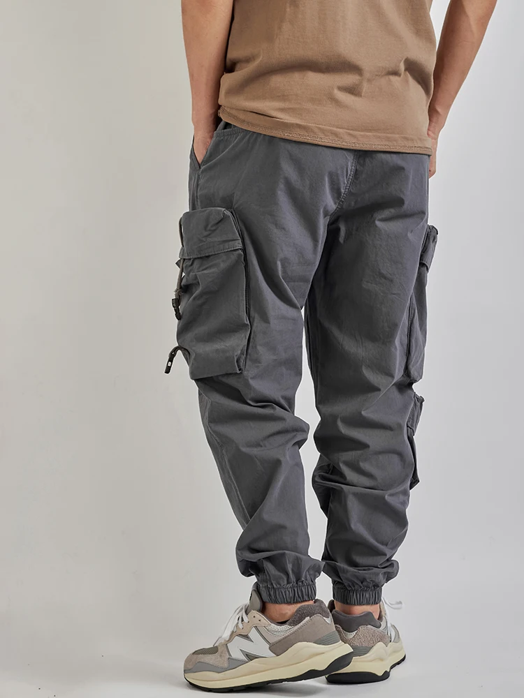 Summer New Japanese Retro Military Outdoor Quick Drying Cargo Pants Men's Washed Multi-pocket Loose Casual Ankle-tied Trousers