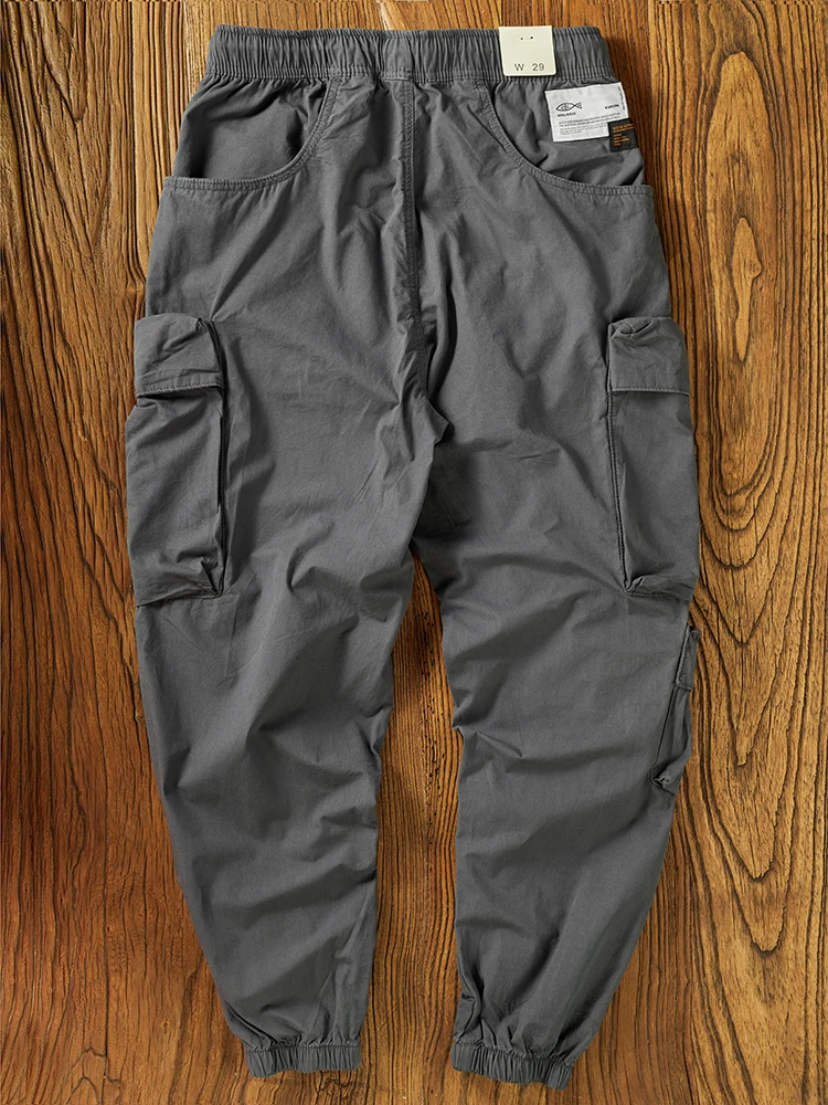 Summer New Japanese Retro Military Outdoor Quick Drying Cargo Pants Men's Washed Multi-pocket Loose Casual Ankle-tied Trousers