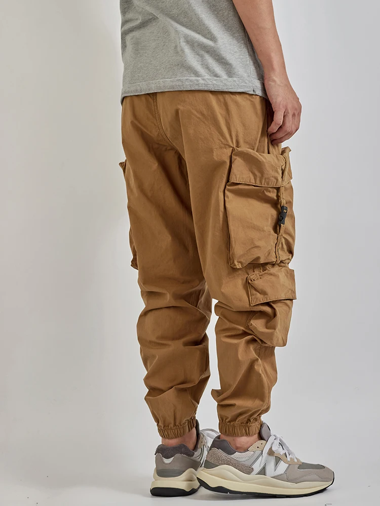 Summer New Japanese Retro Military Outdoor Quick Drying Cargo Pants Men's Washed Multi-pocket Loose Casual Ankle-tied Trousers
