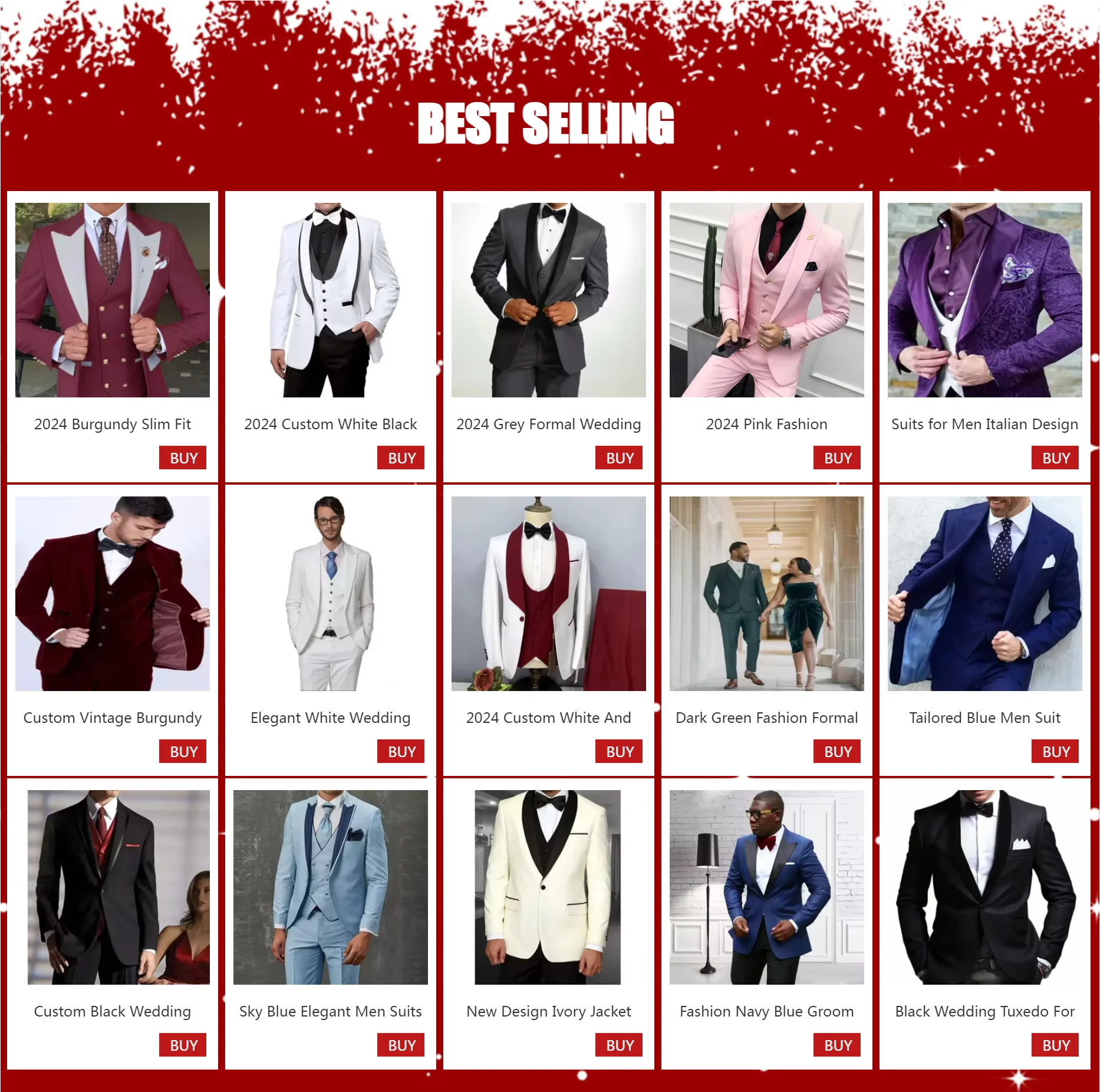 Slim Fit White Men Suits 3 Piece Groom Tuxedos for Wedding Groomsmen Italian Style Suit Jacket with Double Breasted Vest Pants