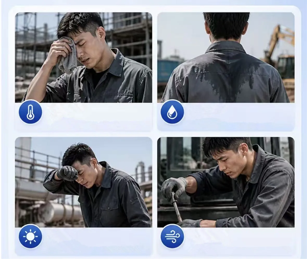 Men'S Summer Short Sleeved Double-Sided Four Fan Air Conditioning Clothes Heatstroke Prevention Cooling (Excluding Power Bank)
