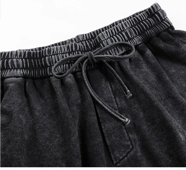 DIY Custom LOGO Cotton Washed Hoodie Zipper Sweatshirt Pants Tracksuit Men Women Retro Loose Distressed HipHop Oversized Big