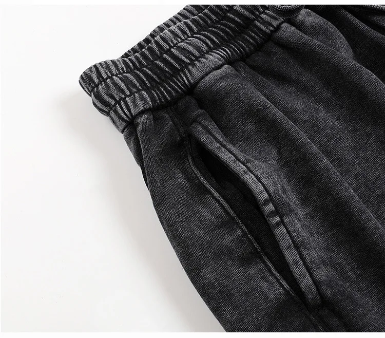 DIY Custom LOGO Cotton Washed Hoodie Zipper Sweatshirt Pants Tracksuit Men Women Retro Loose Distressed HipHop Oversized Big