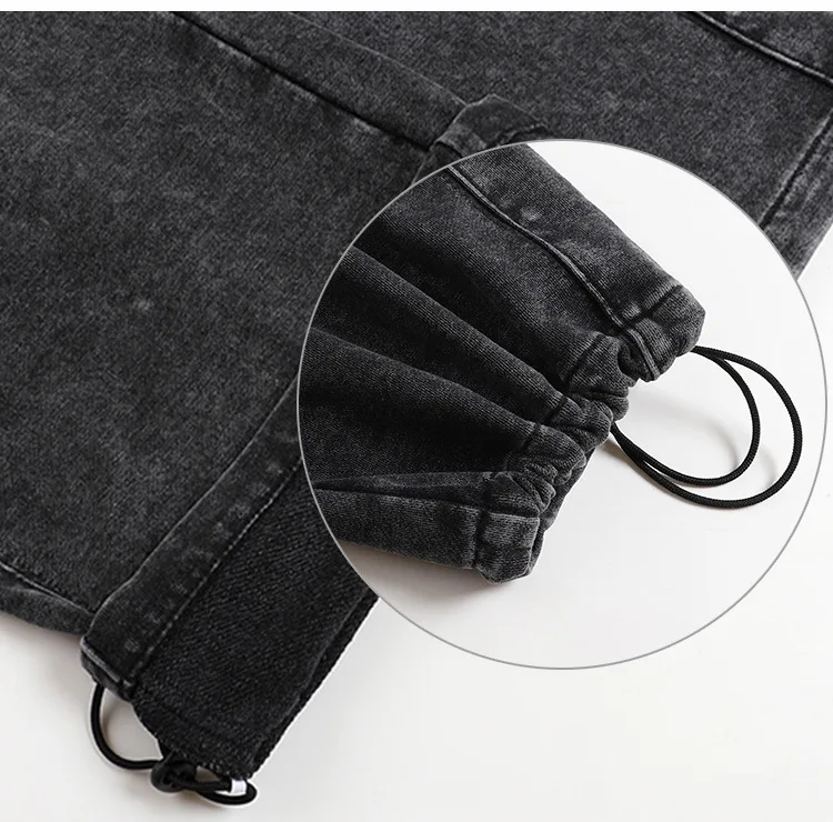 DIY Custom LOGO Cotton Washed Hoodie Zipper Sweatshirt Pants Tracksuit Men Women Retro Loose Distressed HipHop Oversized Big