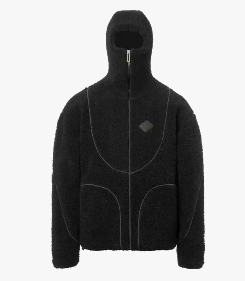 Custom LOGO2024 new men's fashion casual lamb wool hooded zipper jacket top motorcycle jacket