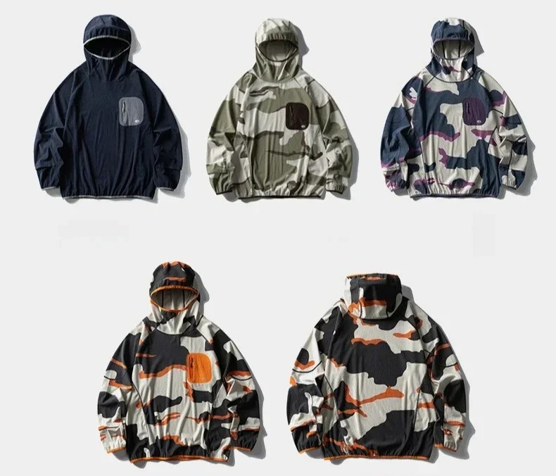Unisex Lightweight Waffle Grid Hoodie Quick-Dry Long Sleeve T-Shirt Breathable Outdoor Athletic Pullover Top for Spring Autumn