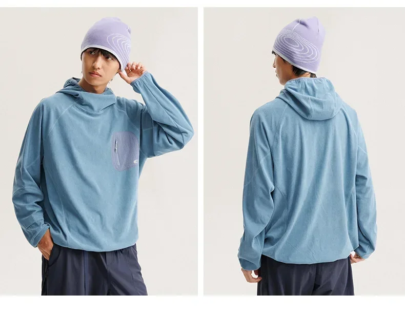 Unisex Lightweight Waffle Grid Hoodie Quick-Dry Long Sleeve T-Shirt Breathable Outdoor Athletic Pullover Top for Spring Autumn