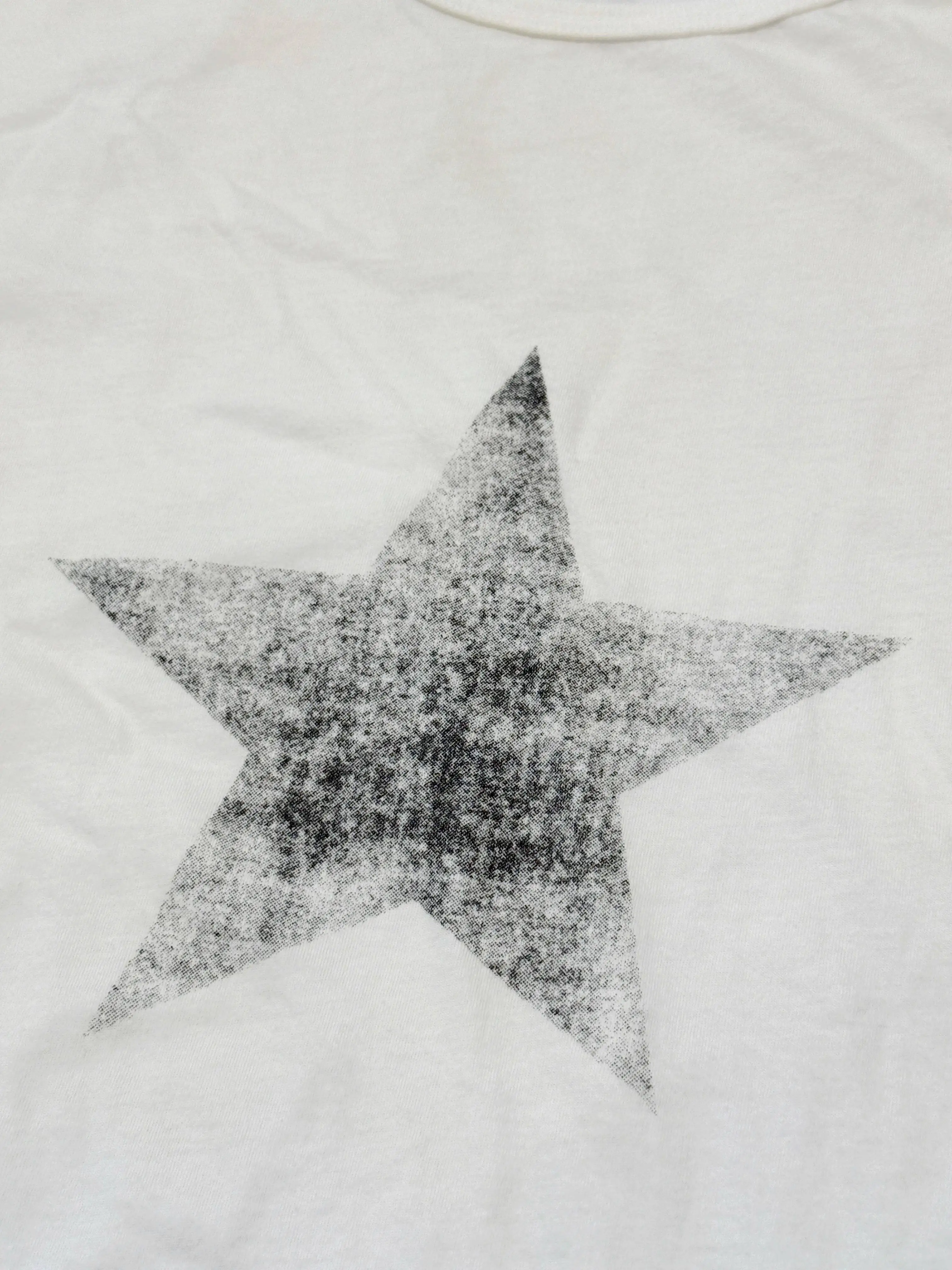 Ann 26ss pentagram printed streamer washed old loose retro short-sleeved T-shirt