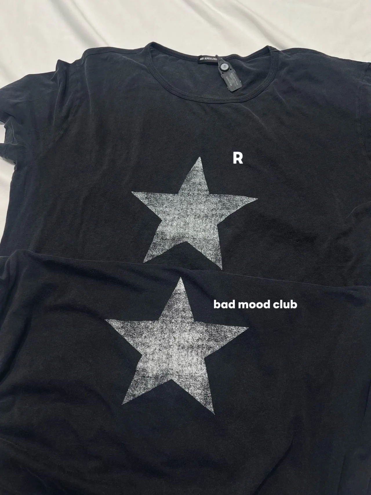 Ann 26ss pentagram printed streamer washed old loose retro short-sleeved T-shirt