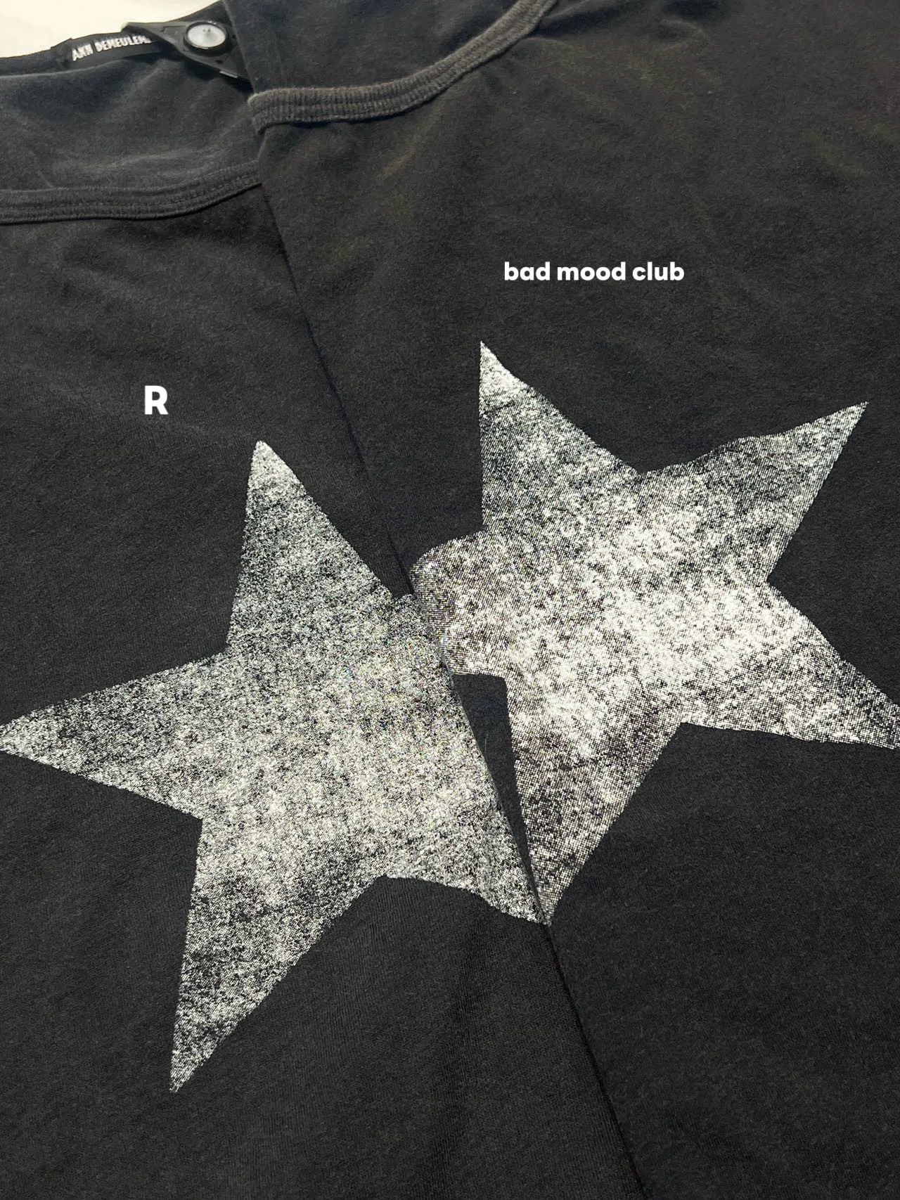 Ann 26ss pentagram printed streamer washed old loose retro short-sleeved T-shirt