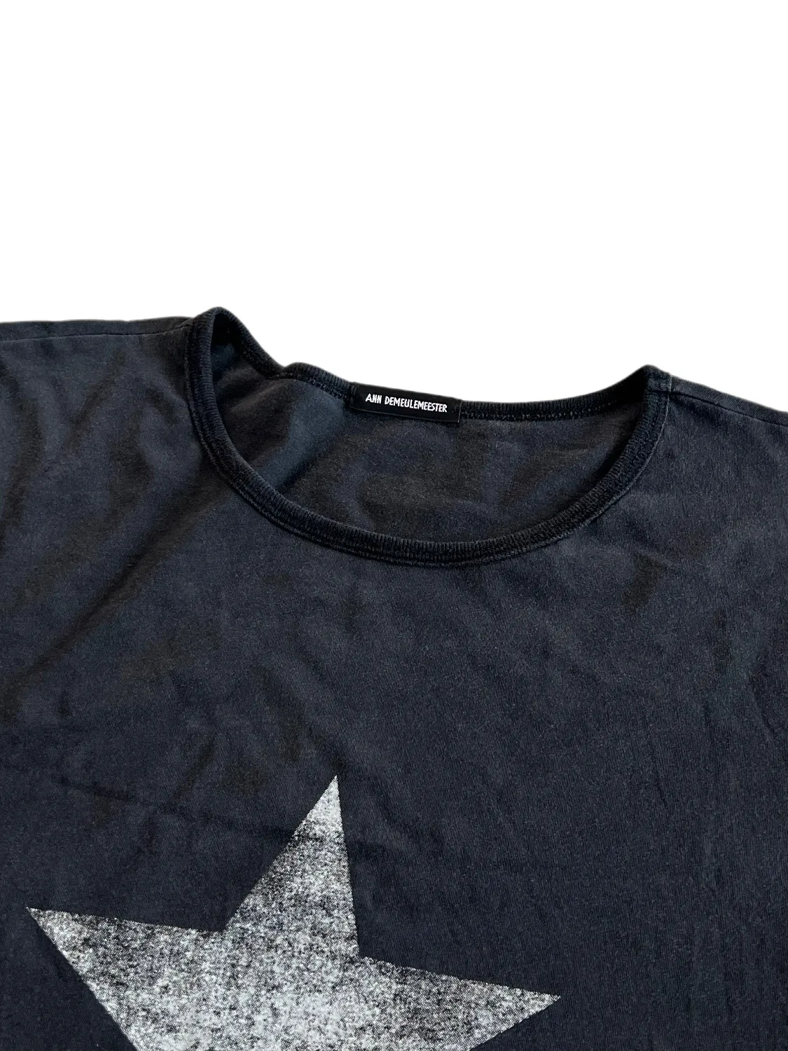 Ann 26ss pentagram printed streamer washed old loose retro short-sleeved T-shirt