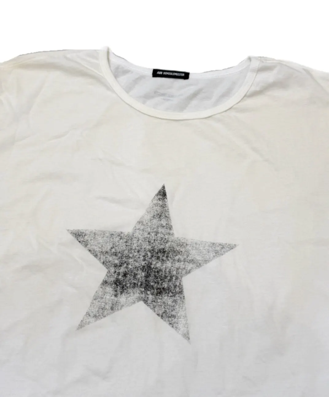 Ann 26ss pentagram printed streamer washed old loose retro short-sleeved T-shirt