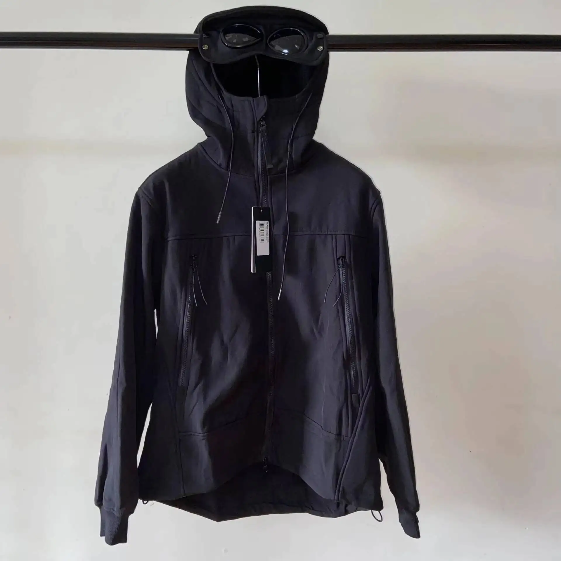 2026 For Men's Iconic Goggle Lens Hooded Jacket, Softshell Fleece Lined Windproof Coat, Outdoor Sports Casual Zip Up Jacket
