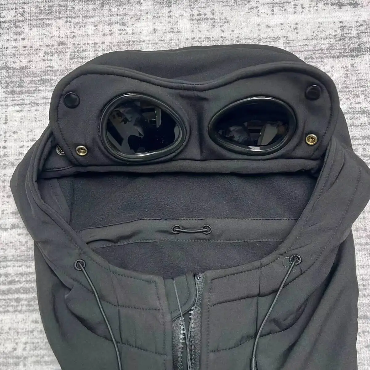2026 For Men's Iconic Goggle Lens Hooded Jacket, Softshell Fleece Lined Windproof Coat, Outdoor Sports Casual Zip Up Jacket