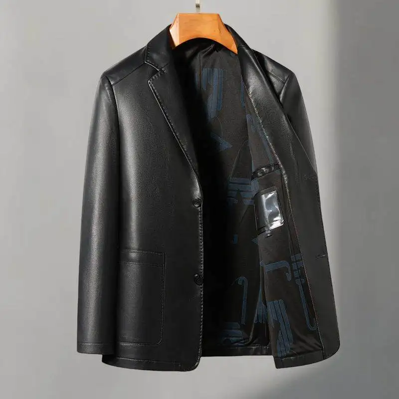Casual Leather Suits, Genuine Leather Jackets, Men's Jackets, Sheepskin, Slimming, Large Sizes for Autumn and Winter