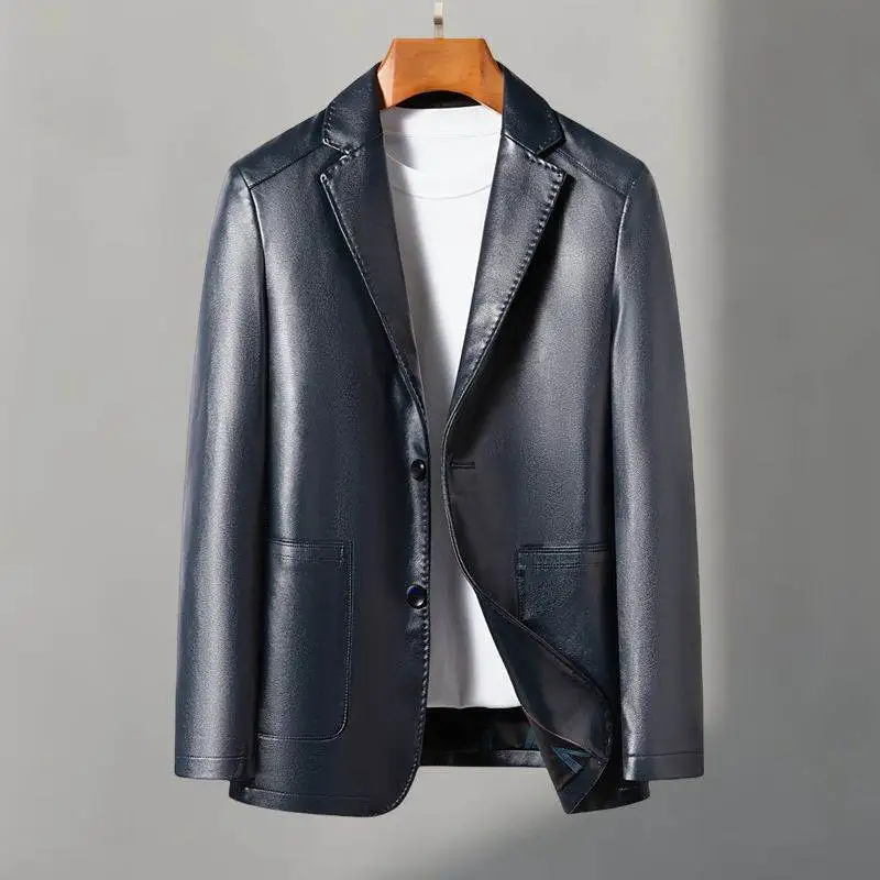Casual Leather Suits, Genuine Leather Jackets, Men's Jackets, Sheepskin, Slimming, Large Sizes for Autumn and Winter