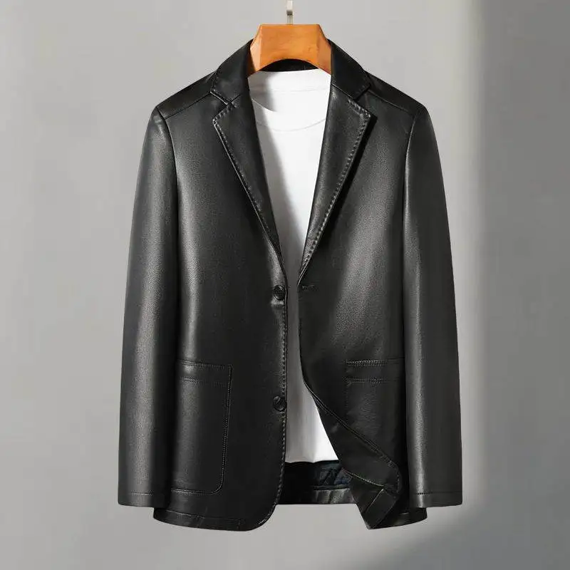Casual Leather Suits, Genuine Leather Jackets, Men's Jackets, Sheepskin, Slimming, Large Sizes for Autumn and Winter
