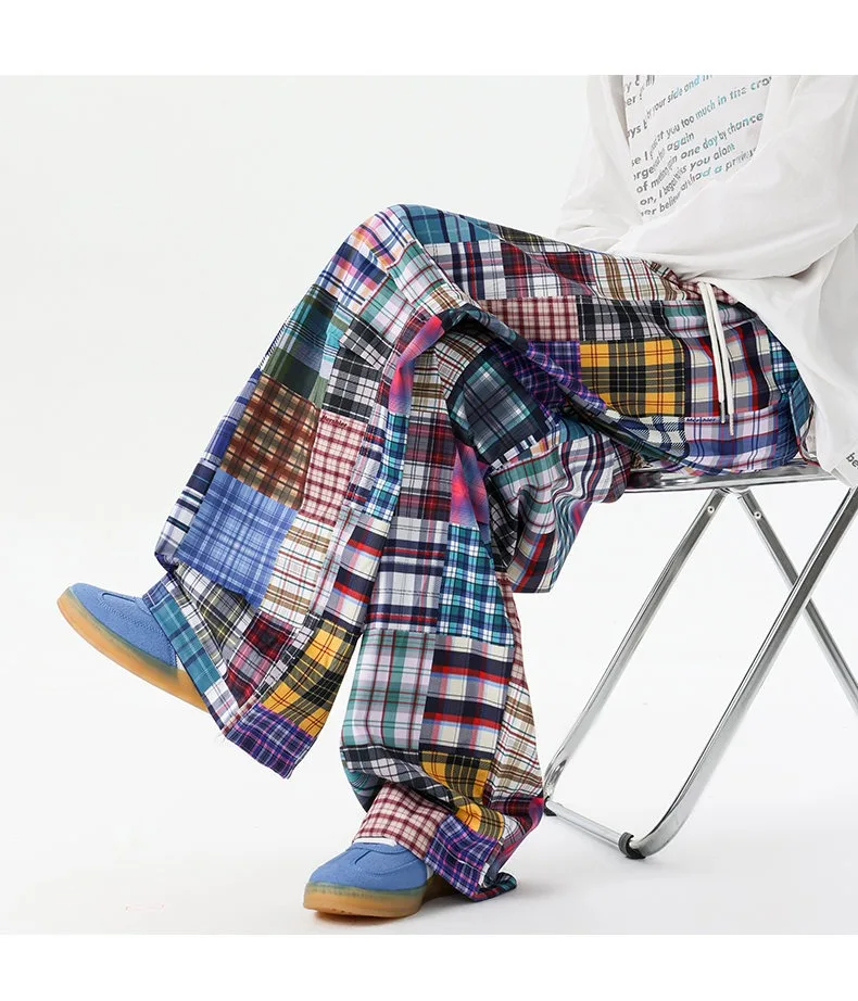 Spring Autumn Men's Hip Hop Patchwork Harem Pants High Street Loose Wide Leg Trousers Casual Drop Crotch Streetwear Pants Men