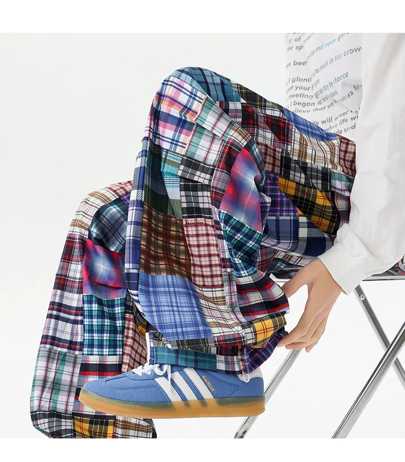 Spring Autumn Men's Hip Hop Patchwork Harem Pants High Street Loose Wide Leg Trousers Casual Drop Crotch Streetwear Pants Men