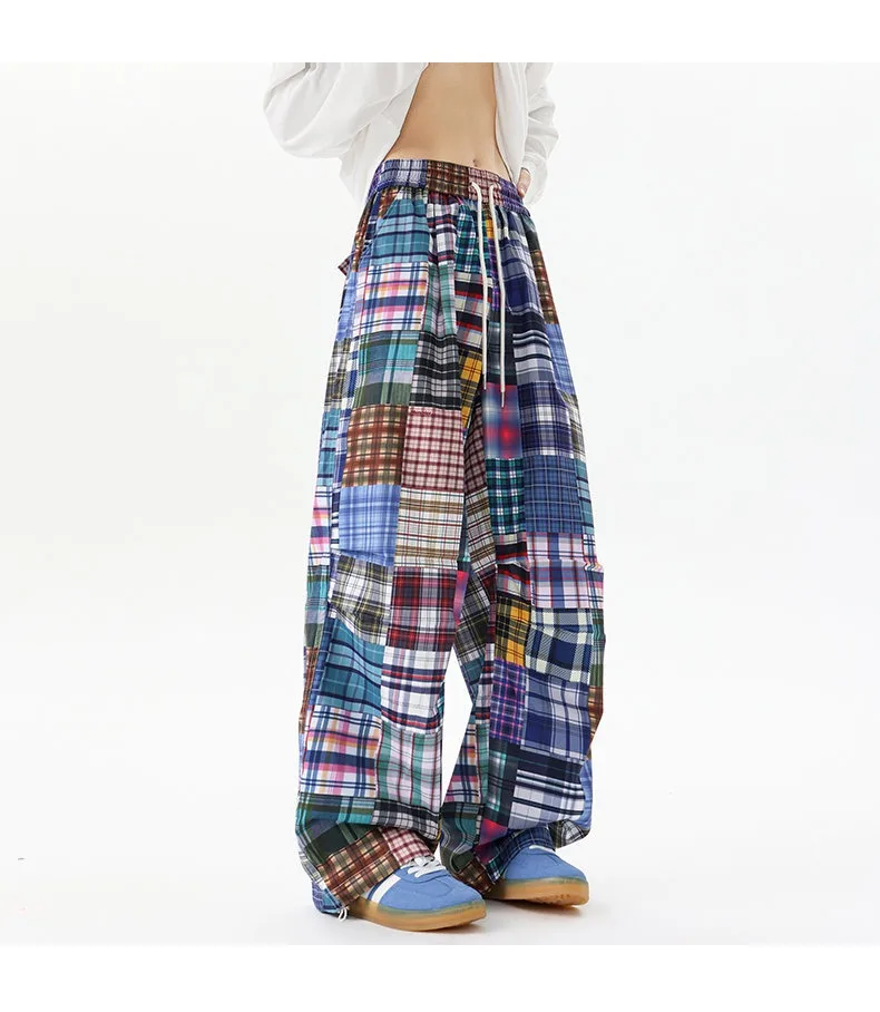 Spring Autumn Men's Hip Hop Patchwork Harem Pants High Street Loose Wide Leg Trousers Casual Drop Crotch Streetwear Pants Men