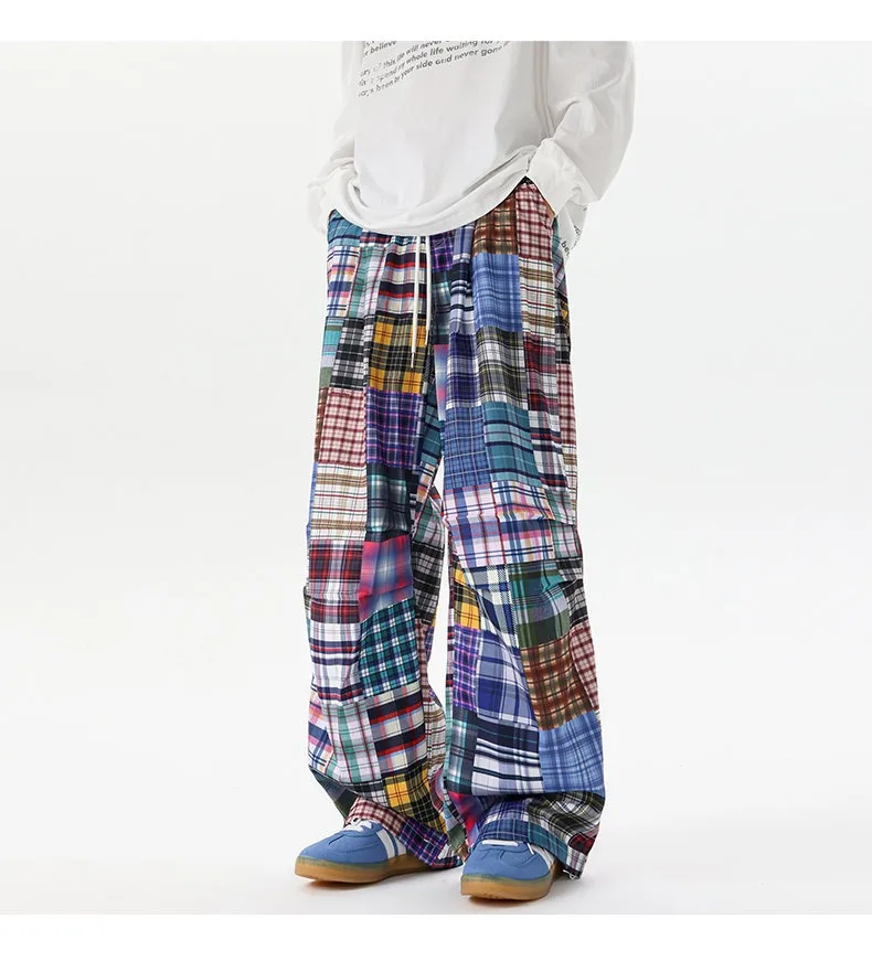 Spring Autumn Men's Hip Hop Patchwork Harem Pants High Street Loose Wide Leg Trousers Casual Drop Crotch Streetwear Pants Men