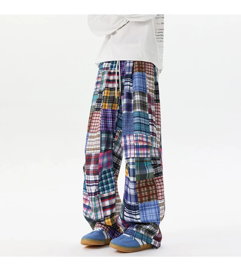 Spring Autumn Men's Hip Hop Patchwork Harem Pants High Street Loose Wide Leg Trousers Casual Drop Crotch Streetwear Pants Men
