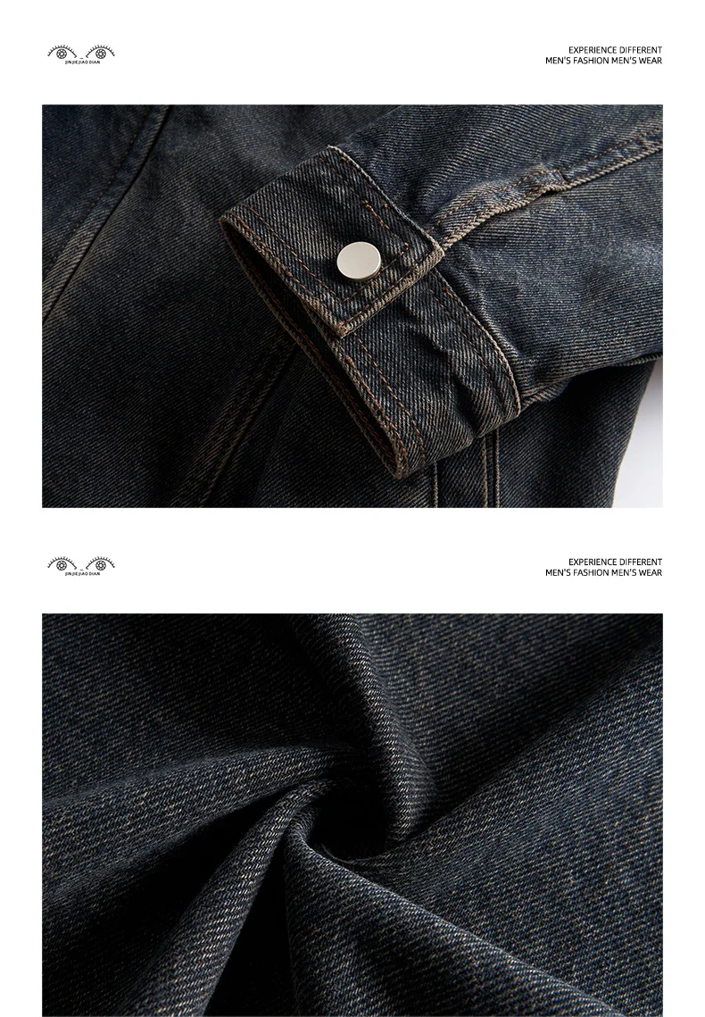 High street vintage, faded and washed workwear denim jacket for men's autumn loose jacket