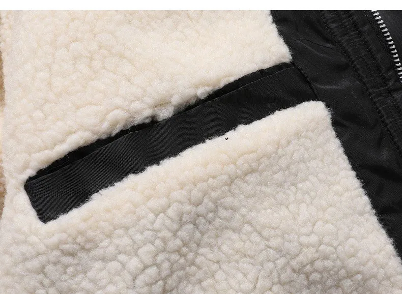 Winter Men's Hooded Faux Fur Trimmed Pilot Jacket Winter Windproof Warm Fleece-Lined Parka Jackets Men Thickened Workwear Coat