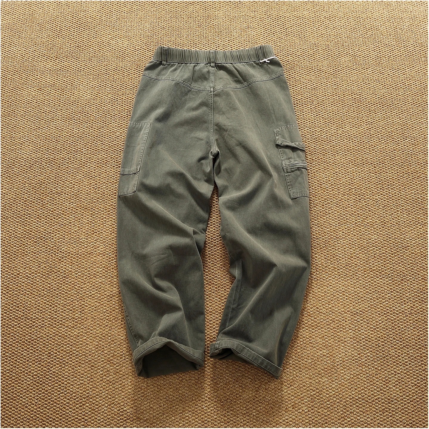 Retro heavy industry washing heavy splicing work pants for men's autumn and winter loose straight conical woodcut trousers