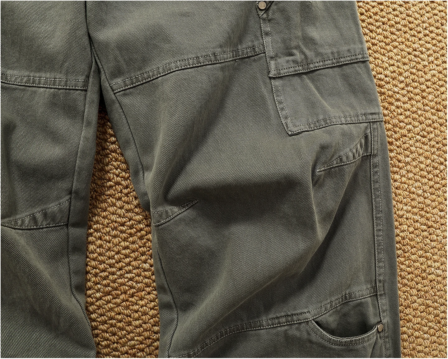 Retro heavy industry washing heavy splicing work pants for men's autumn and winter loose straight conical woodcut trousers