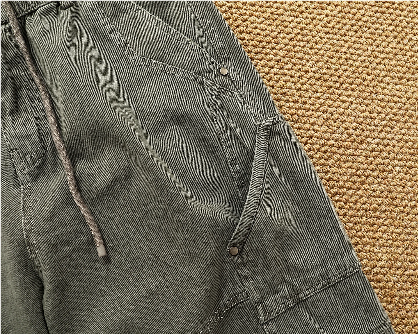 Retro heavy industry washing heavy splicing work pants for men's autumn and winter loose straight conical woodcut trousers