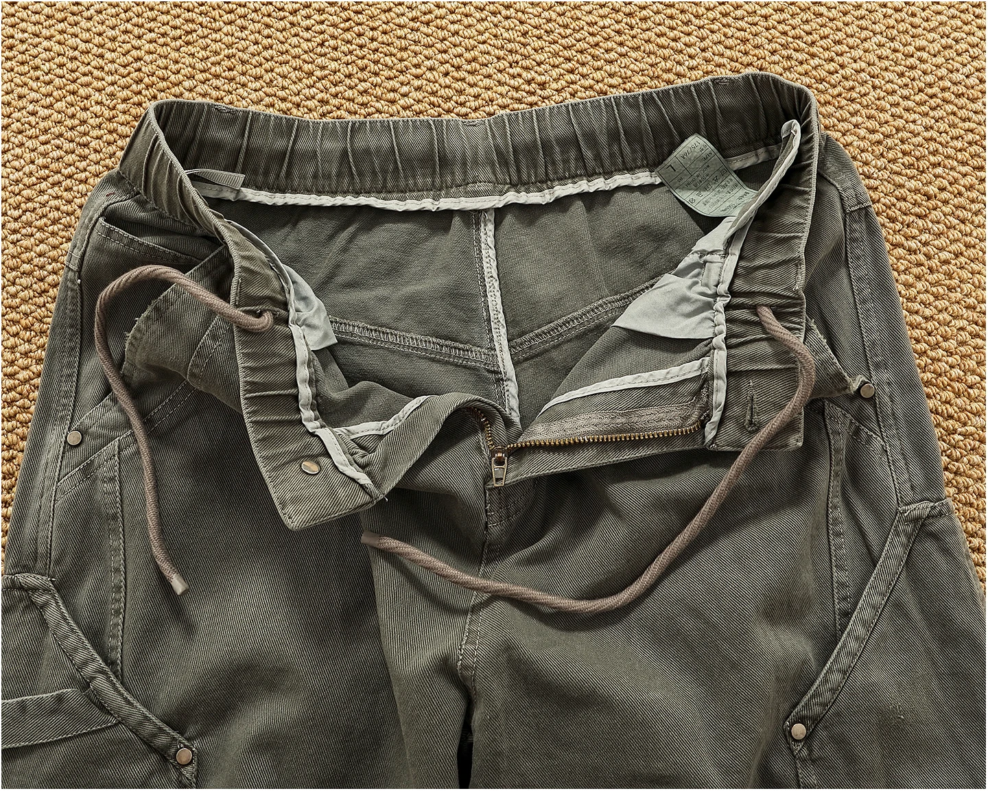 Retro heavy industry washing heavy splicing work pants for men's autumn and winter loose straight conical woodcut trousers
