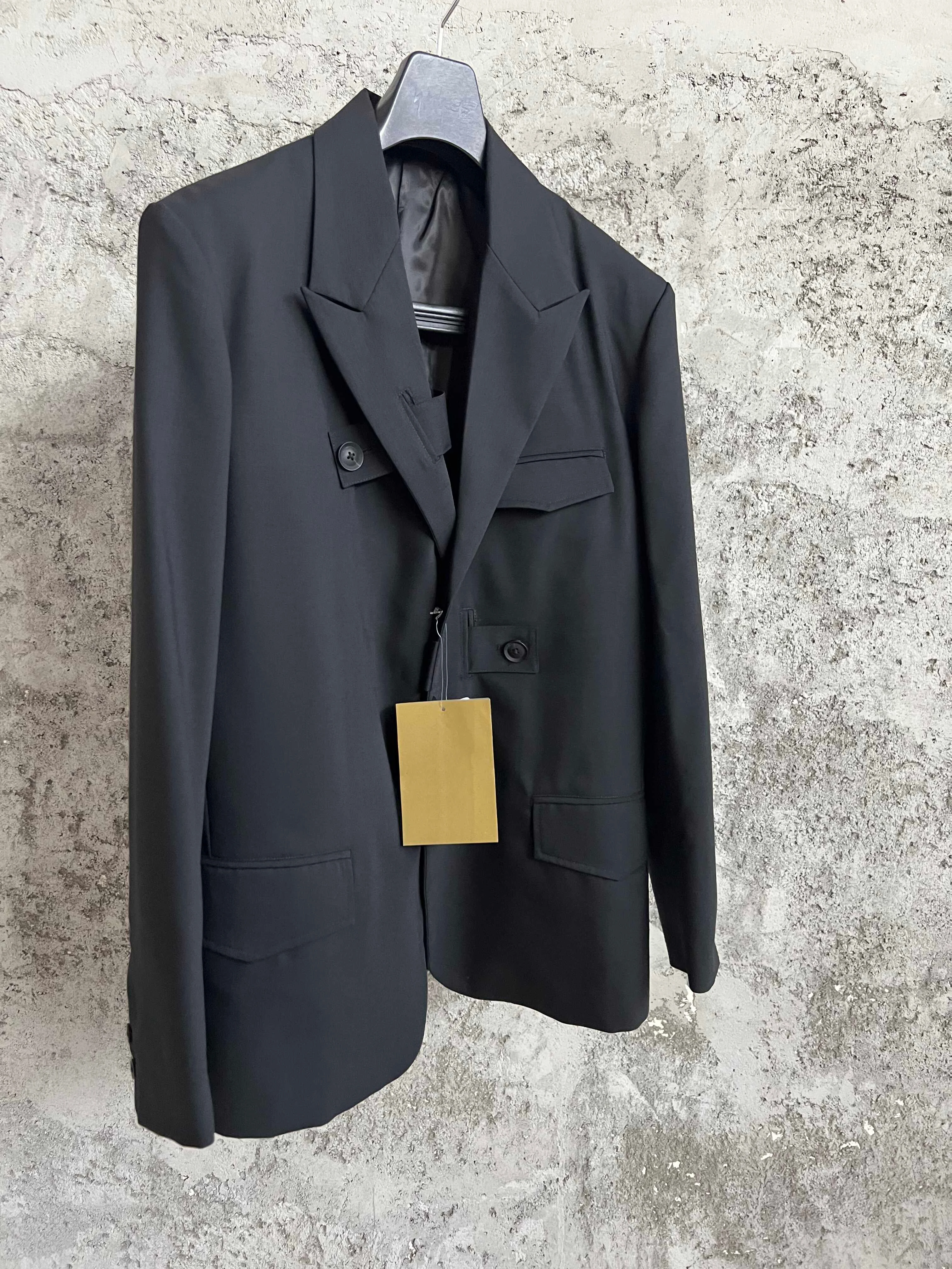 TOP-YAMAMOTO lace-up jacket, military fine-spun pure wool, neat British suit