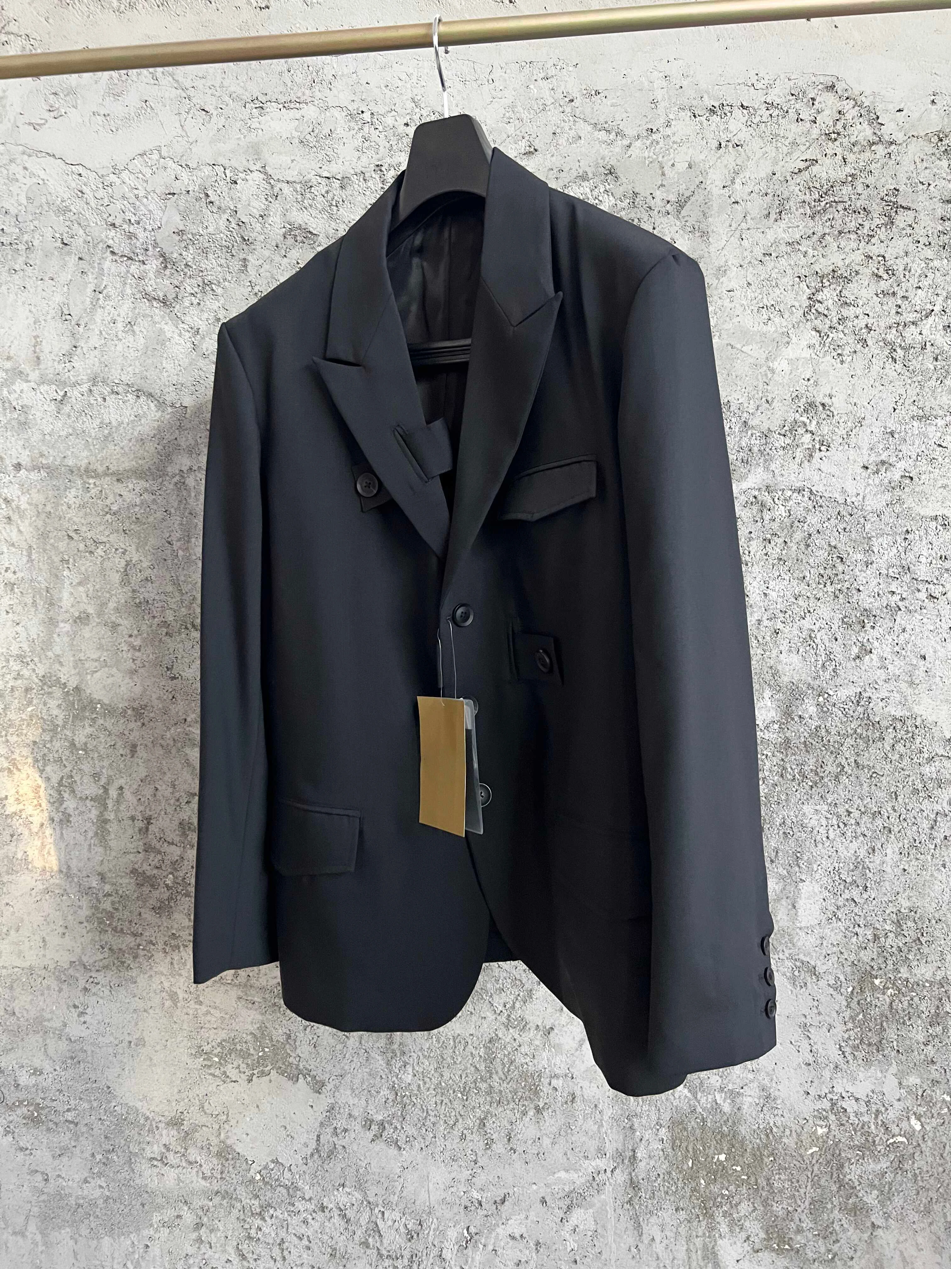 TOP-YAMAMOTO lace-up jacket, military fine-spun pure wool, neat British suit